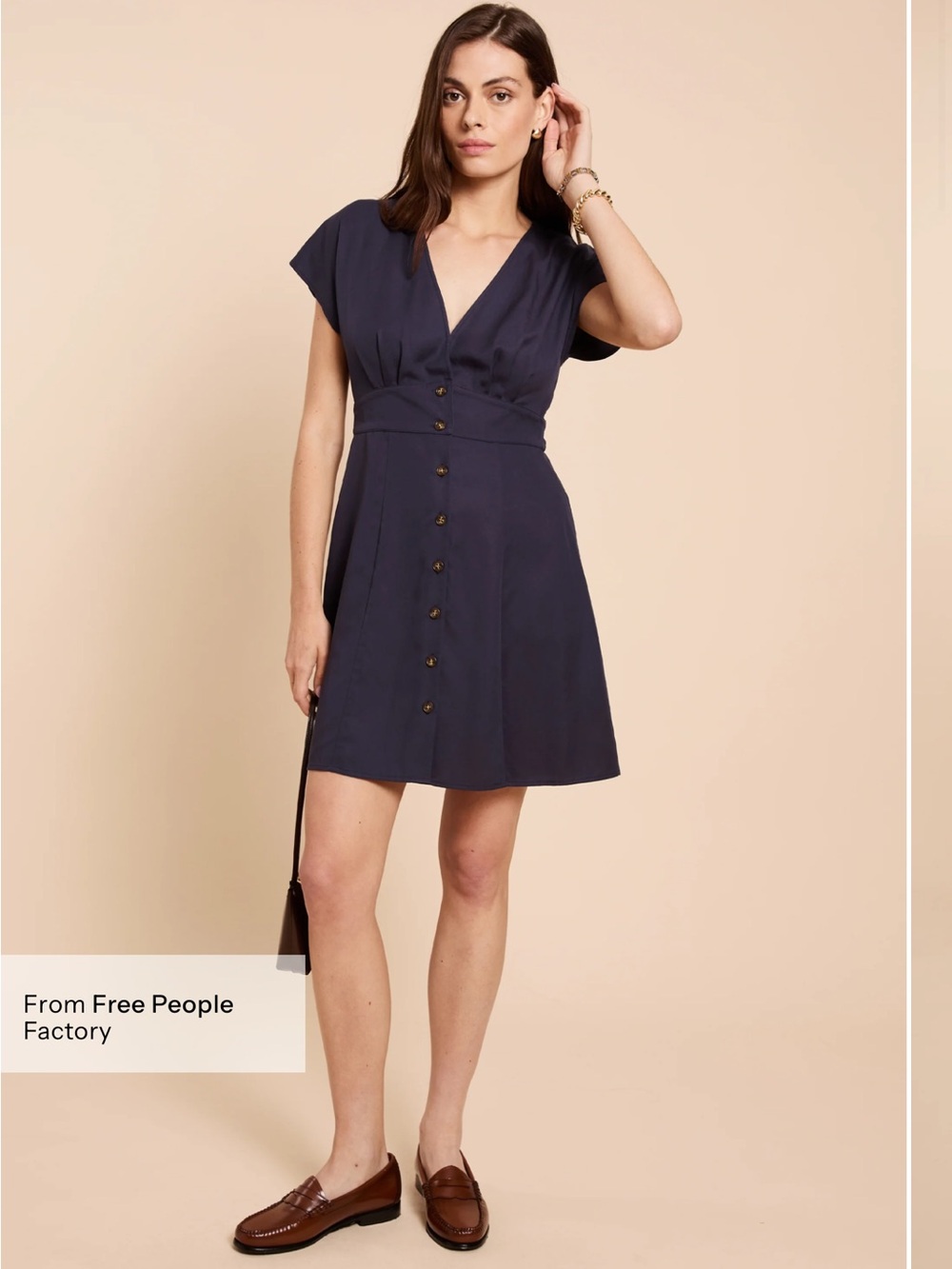 NWT Few Moda Lilia Dress size XS Navy blue buttons mini dress CAARA